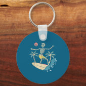 Hawaii Surfer Skeleton Halloween Beach Y Soky Surf キーホルダー (正面)