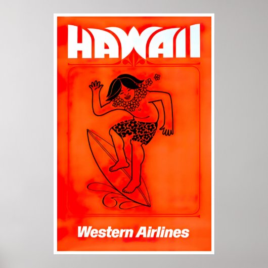 Hawaii Surfing Art Hawaiian Print Vintage Travel ポスター (正面)