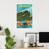 Hawaii Surfing Poster Vintage Travel Wall Art ポスター (ホームオフィス)