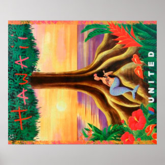 Hawaii travel poster ポスター