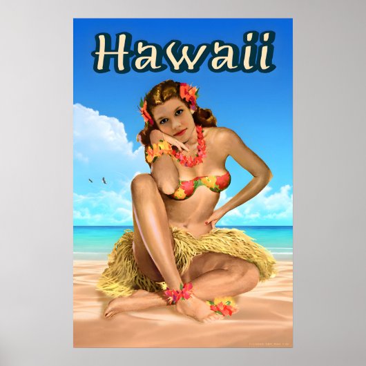 Hawaii Travel Poster Sea Eagle Angourie Grass ポスター (正面)