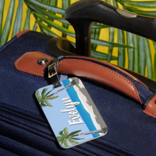 Hawaii Tropical Palm Tree Beach Personalized ラゲッジタグ (正面インサイチュ1)