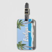 Hawaii Tropical Palm Tree Beach Personalized ラゲッジタグ (正面縦)