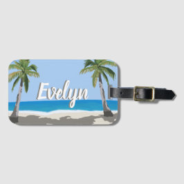 Hawaii Tropical Palm Tree Beach Personalized  ラゲッジタグ