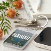 Hawaii Tropical Palm Trees Aesthetic キーホルダー (正面右)