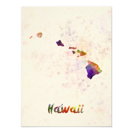 Hawaii US state in watercolor フォトプリント (正面)