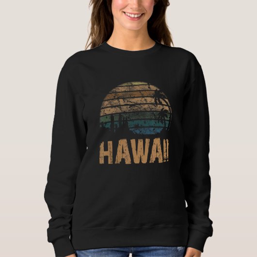 Hawaii Vintage Sunset Distressed スウェットシャツ (正面)