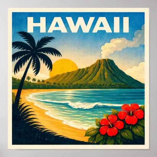 Hawaii Vintage Travel Poster ポスター (正面)