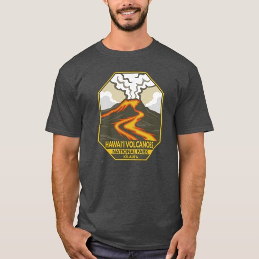 Hawaii Volcanoes National Park Kilauea Retro Emble Tシャツ (正面)
