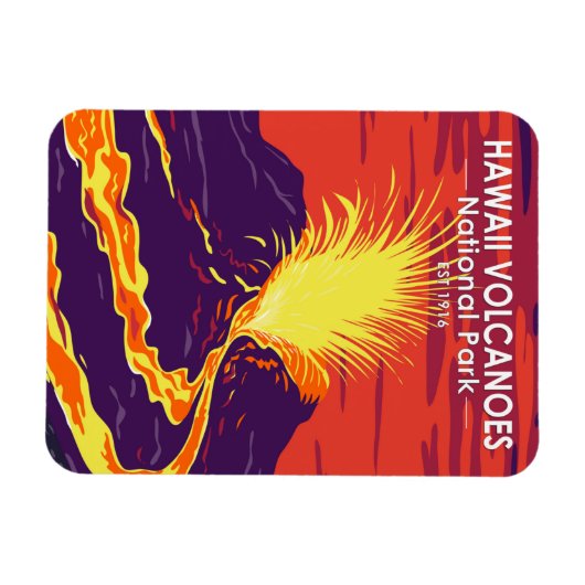 Hawaii Volcanoes National Park Vintage マグネット (横)