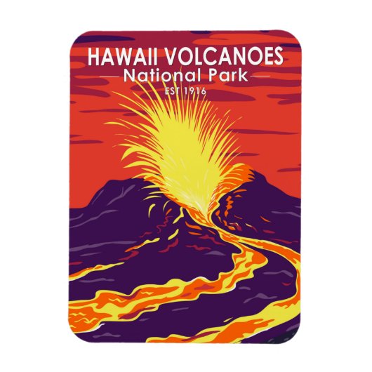 Hawaii Volcanoes National Park Vintage マグネット (縦)