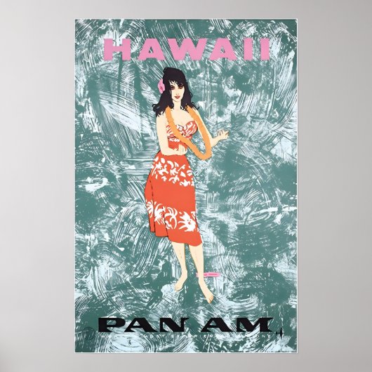 Hawaiian Art Hawaii Print Pan Am Travel Poster ポスター (正面)