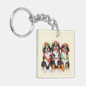 Hawaiian Bernese Mountain Dogs Flower Lei キーホルダー (正面左)