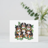 Hawaiian Bernese Mountain Dogs Flower Lei ポストカード (スタンド正面)