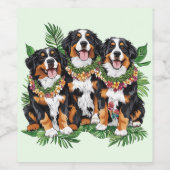 Hawaiian Bernese Mountain Dogs Flower Lei ワインラベル (シングルラベル)