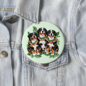 Hawaiian Bernese Mountain Dogs Flower Lei 缶バッジ (インサイチュ)