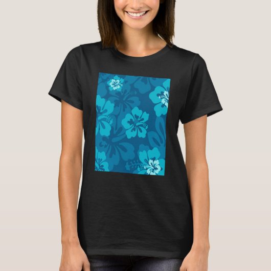 Hawaiian Blue Hibiscus Flower Tropical Floral Tシャツ (正面)