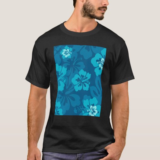 Hawaiian Blue Hibiscus Flower Tropical Floral Tシャツ (正面)