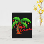 Hawaiian Christmas Mele Kalikimaka Coconut Tree  カード (黄色い花)