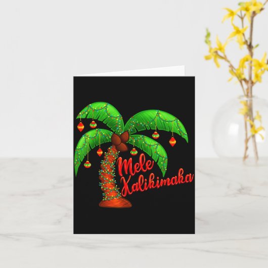 Hawaiian Christmas Mele Kalikimaka Coconut Tree  カード (黄色い花)