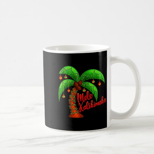 Hawaiian Christmas Mele Kalikimaka Coconut Tree  コーヒーマグカップ (右)