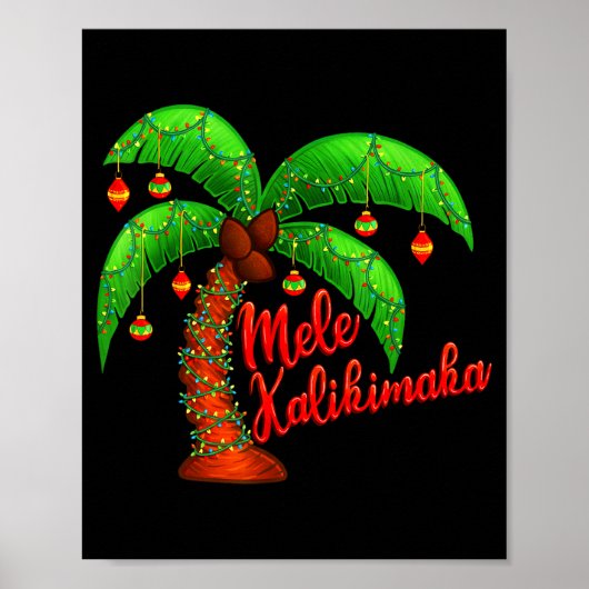 Hawaiian Christmas Mele Kalikimaka Coconut Tree  ポスター (正面)