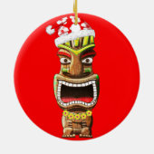Hawaiian Christmas Santa Tiki セラミックオーナメント (裏面)