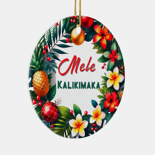 Hawaiian Christmas Tropical Wreath セラミックオーナメント (右)