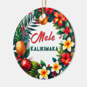 Hawaiian Christmas Tropical Wreath セラミックオーナメント (左)