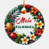 Hawaiian Christmas Tropical Wreath セラミックオーナメント (裏面)