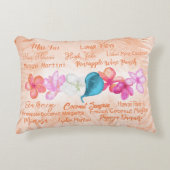 Hawaiian Cocktails Tropical Plumeria Flowers Accen アクセントクッション (正面)