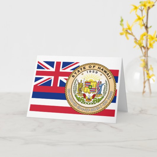Hawaiian Flag & Seal, Flag of Hawaii カード (黄色い花)