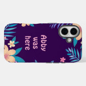 Hawaiian Floral Design on Purple Case-Mate iPhoneケース (裏面 (横))