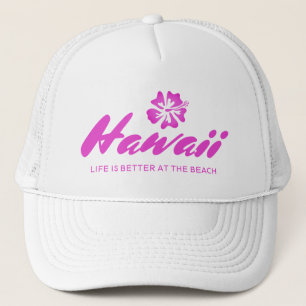 Hawaiian floral hat - Life is bette at the beach キャップ
