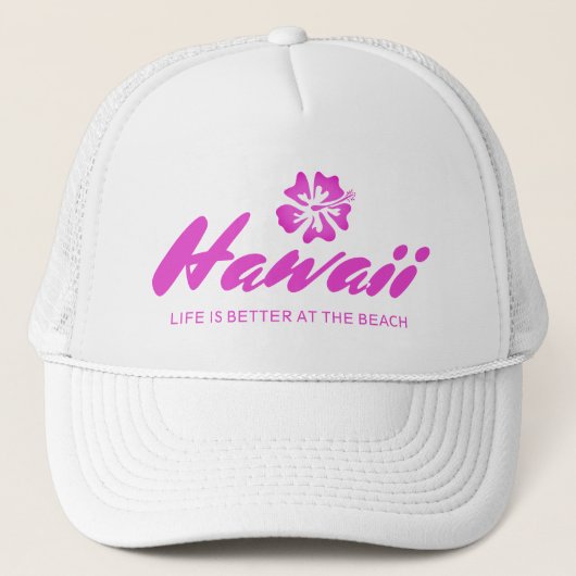 Hawaiian floral hat - Life is bette at the beach キャップ (正面)