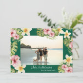 Hawaiian floral Mele Kalikimaka Christmas Card シーズンカード (スタンド正面)