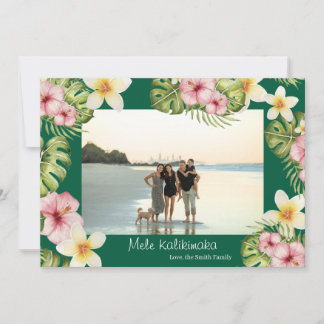 Hawaiian floral Mele Kalikimaka Christmas Card シーズンカード