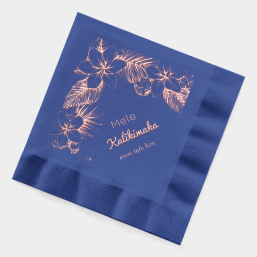 Hawaiian Floral  – Mele Kalikimaka - Custom text 箔ナプキン (左)
