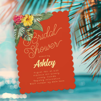Hawaiian Flowers Bridal Shower Invitations 招待状