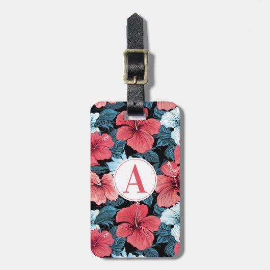Hawaiian Flowers Luggage Tag ラゲッジタグ (正面縦)