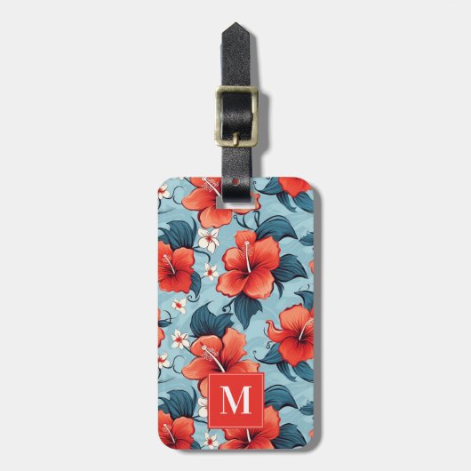 Hawaiian Flowers Luggage Tag ラゲッジタグ (正面縦)
