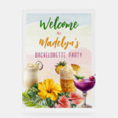 Hawaiian Frangipani Flowers Bridal Shower Welcome アクリルサイン (正面)