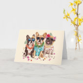 Hawaiian French Bulldogs Flower Lei カード (黄色い花)
