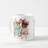 Hawaiian French Bulldogs Flower Lei コーヒーマグカップ (正面左)