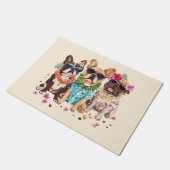 Hawaiian French Bulldogs Flower Lei ドアマット (アングル)