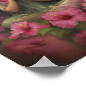 Hawaiian Goddess Laka Pink Hibiscus Forest Art ポスター (角)