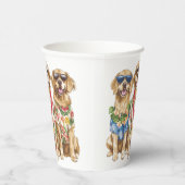 Hawaiian Golden Retriever Dogs Flower Lei 紙コップ (右)