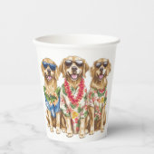 Hawaiian Golden Retriever Dogs Flower Lei 紙コップ (正面)