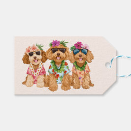 Hawaiian Goldendoodle Dogs Flower Lei ギフトタグ