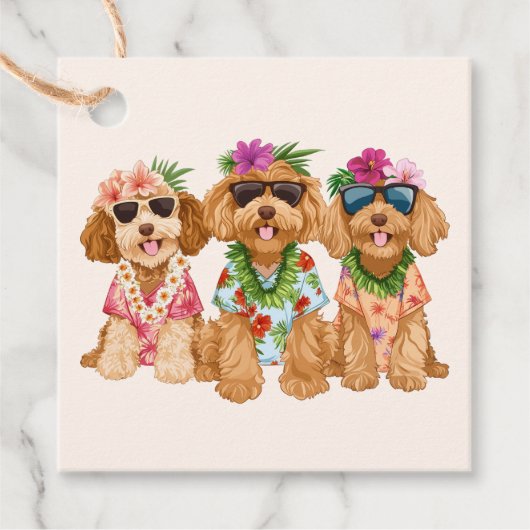 Hawaiian Goldendoodle Dogs Flower Lei フェイバータグ (正面)